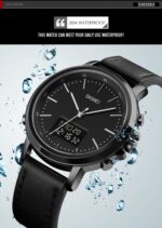 SKMEI 1652 Watch | Dual Time, Chrono, Leather Strap - Image 2